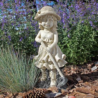 Design Toscano Georgina's Garden Gaze Child at Birdbath Statue
